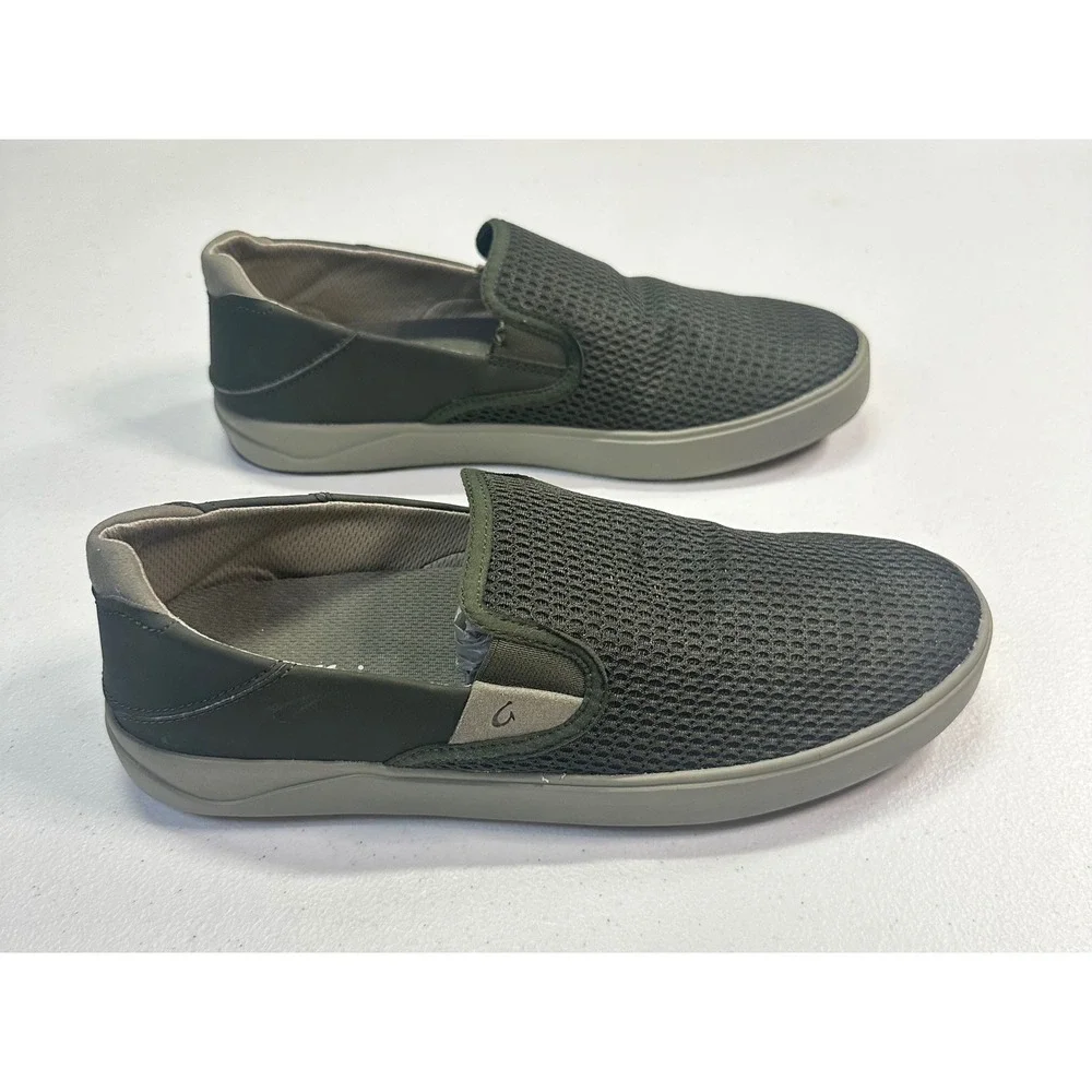 OluKai Lae'ahi Men's Slip On Mesh Sneakers Dark Olive Green 10443-NQNQ Size 9.5